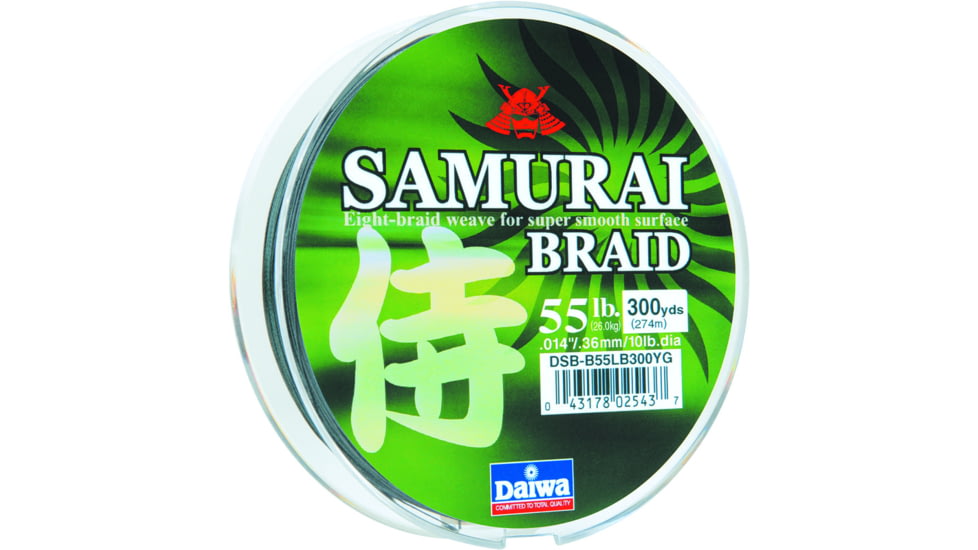 Daiwa Samurai Braid Line w/Filler Spool, 55lb, 300yd, Green, DSB-B55LB300YG