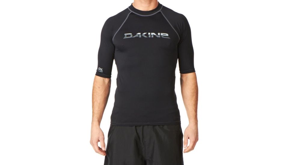 Heavy Duty Short Sleeve Rashgaurd - Mens -Black-Large