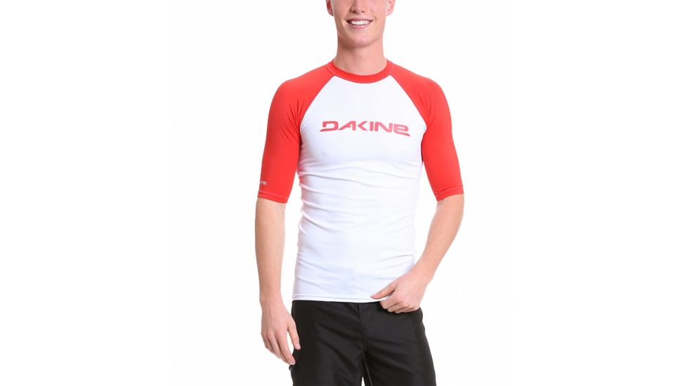 Heavy Duty Short Sleeve Rashgaurd - Mens -Red-X-Large