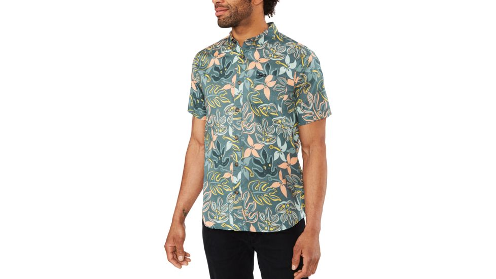Dakine Poipu Short Sleeve Woven Shirt - Mens, Balsam Green Painted Trop, Small, 10001175-B-91M-S