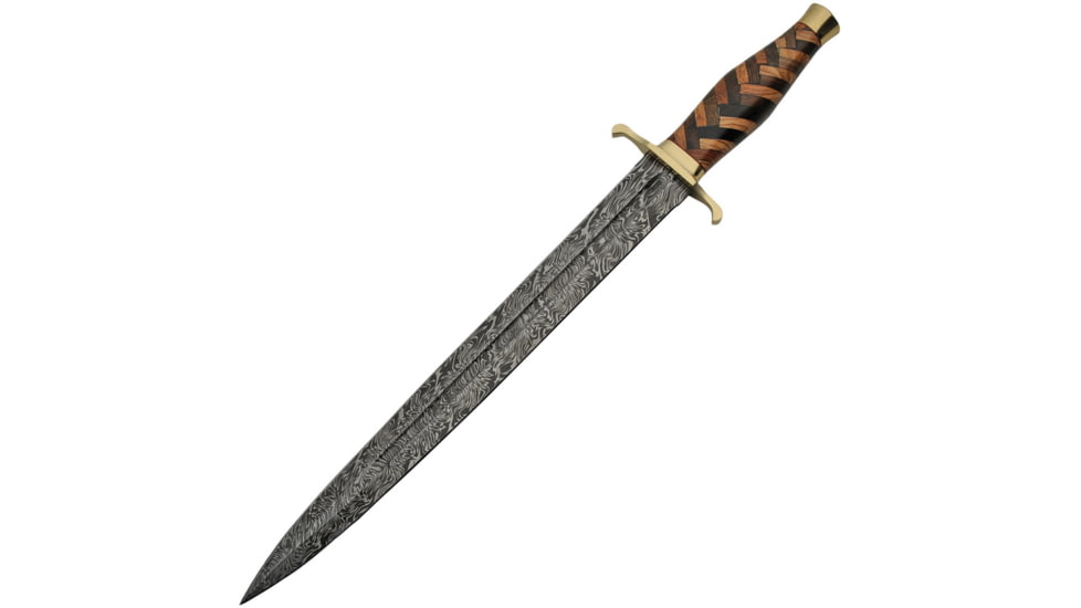 Damascus Braided Damascus Sword, 14.5 unsharpened Damascus steel blade, Braided olive and walnut wood handle, DM-5020