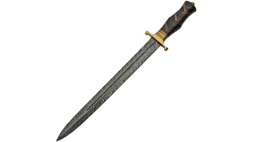 Damascus Braided Wood Sword, 15.25 unsharpened Damascus steel blade, Braided olive and walnut wood handle, DM-5019