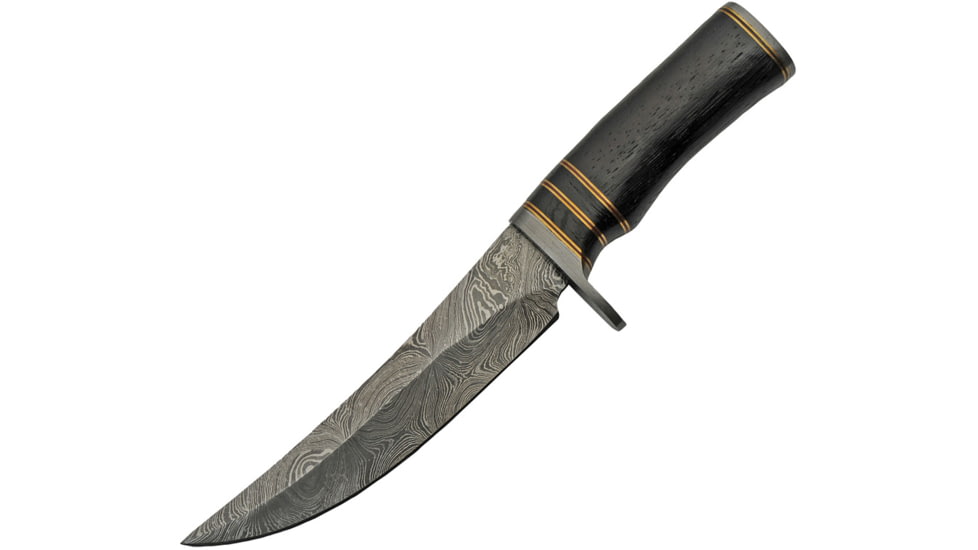Damascus Damascus Wood Bowie Knife, 7.5 Damascus steel blade, Exotic wood handle with red and brass spacers, DM-1241