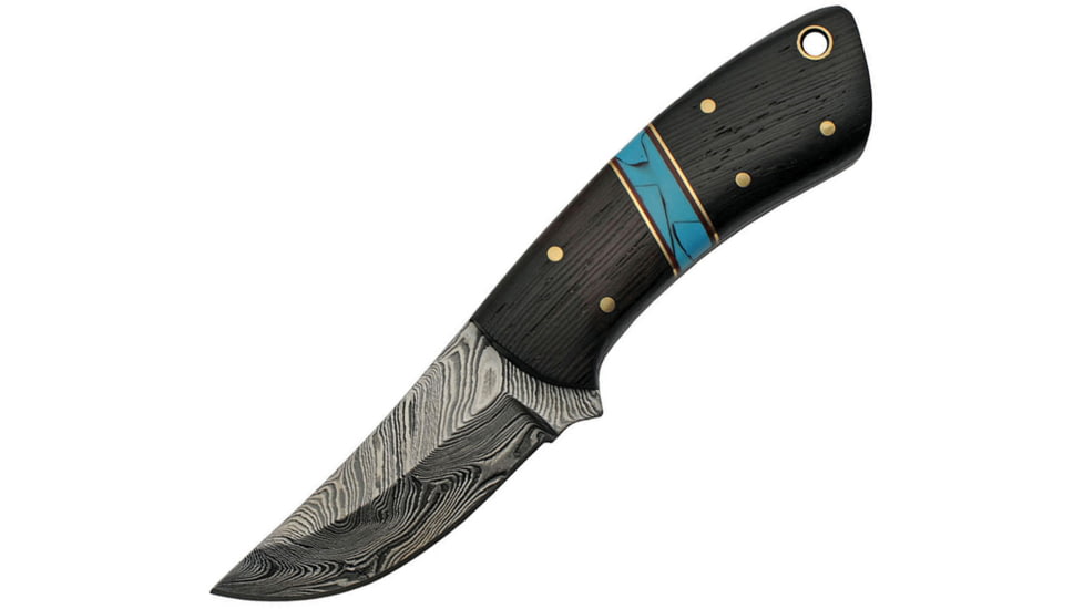 Damascus Fixed Blade Knife with Wood Handle, 2.75 Damascus steel blade, Wenge wood handle, DM-1243