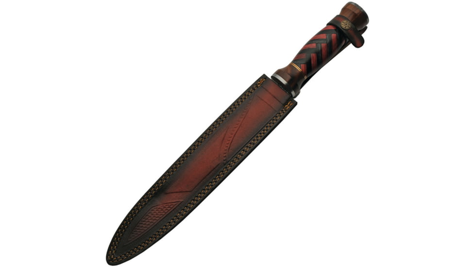 Damascus Fixed Blade Red/Black