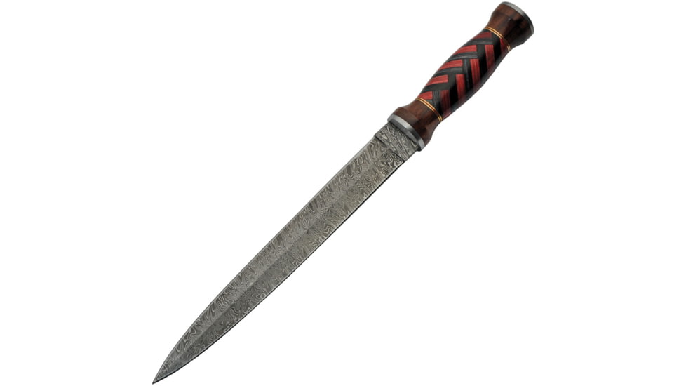 Damascus Fixed Blade Red/Black