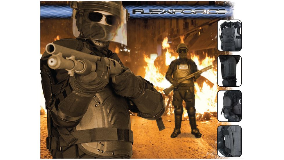 Damascus FX1 Protective Gear FlexForce Modular Hard Shell Full Body Crowd Control System, Large, Black, FX1LG