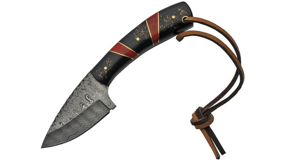 Damascus Hunter Black Knife, 3 Damascus steel blade, Black and red synthetic handle, DM-1233RD