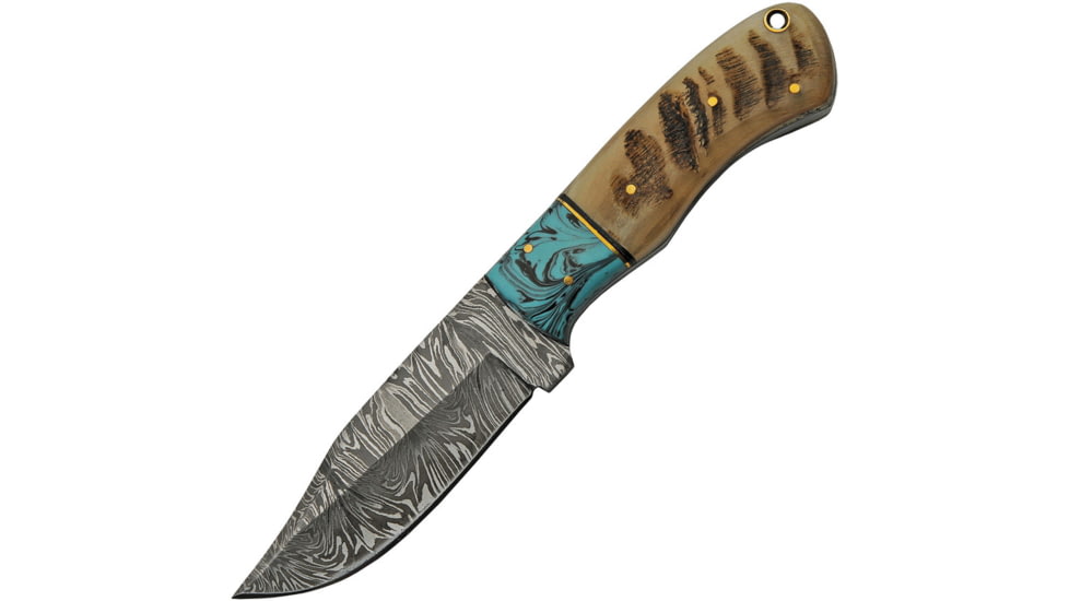 Damascus Hunter Rams Horn Knife, DM1273