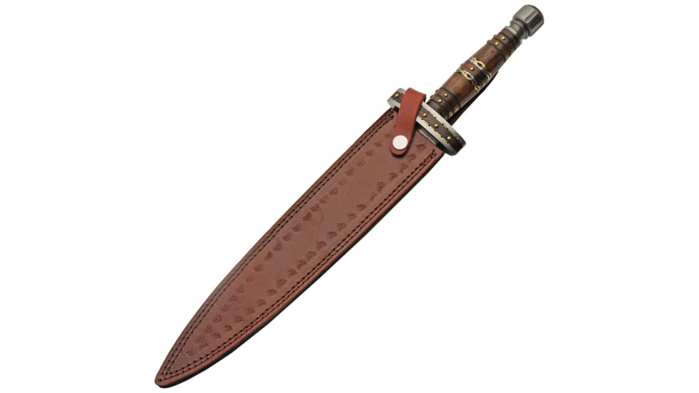 Damascus Short Sword Wood/Brass