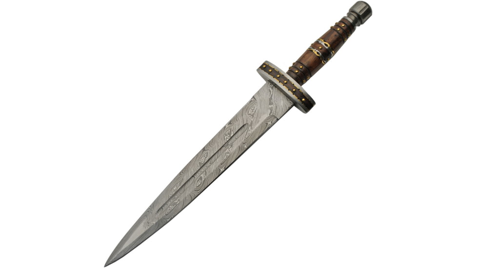 Damascus Short Sword Wood/Brass