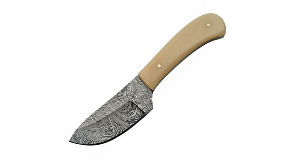 Damascus Skinner Knife w/ White Smooth Bone DM1080BO