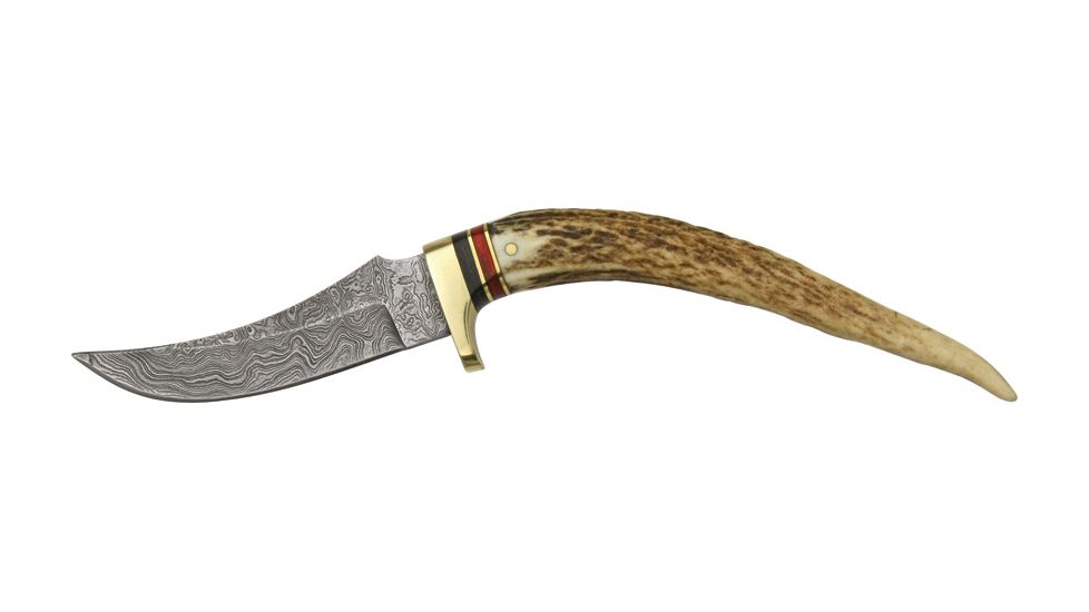 Damascus Stag Tip Skinner Fixed Knife DM1028