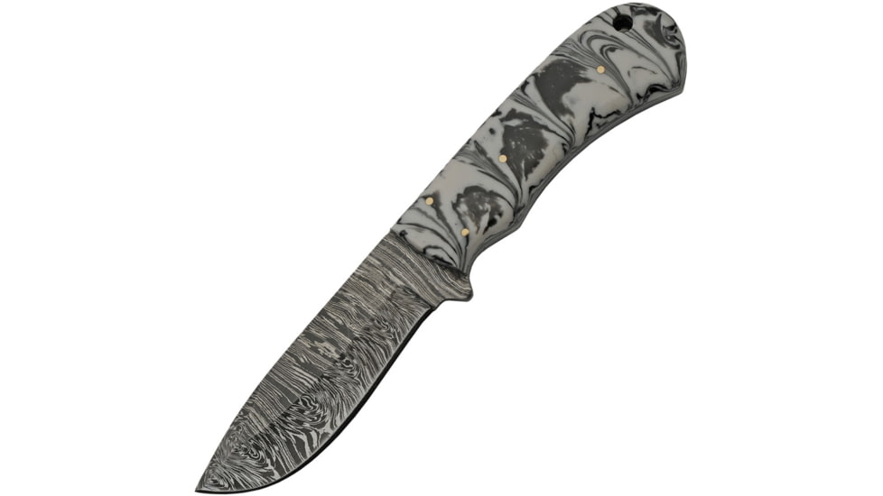 Damascus Storm Hunter Black Knife, 4 Damascus steel blade, Black and white Kirinite handle, DM-1251BK