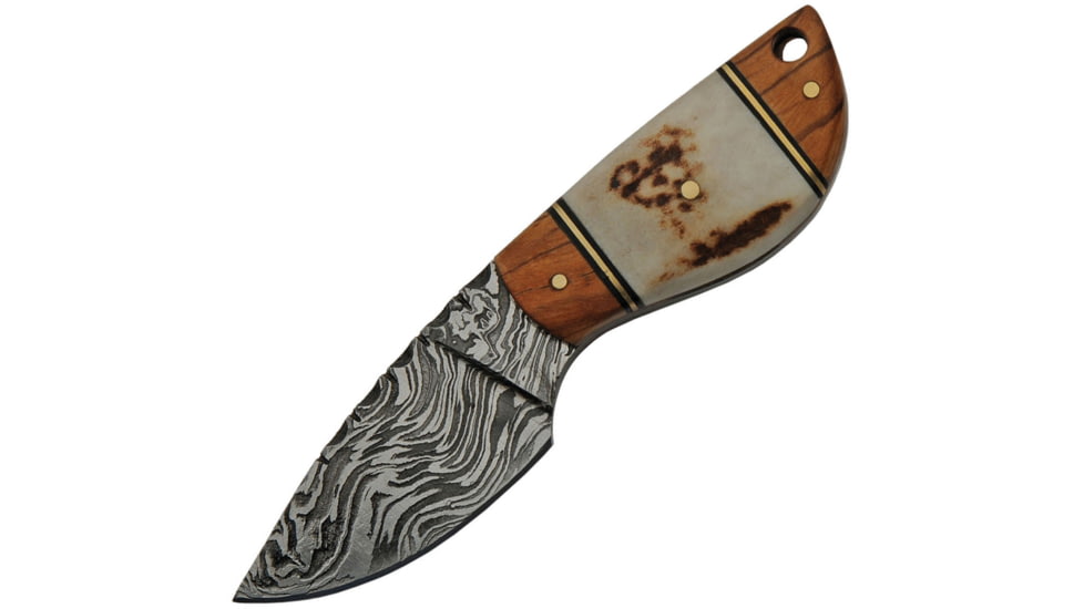 Damascus Wild Stag Skinner Knife, 2.5 Damascus steel blade, Stag bone and olive wood handle, DM-1249