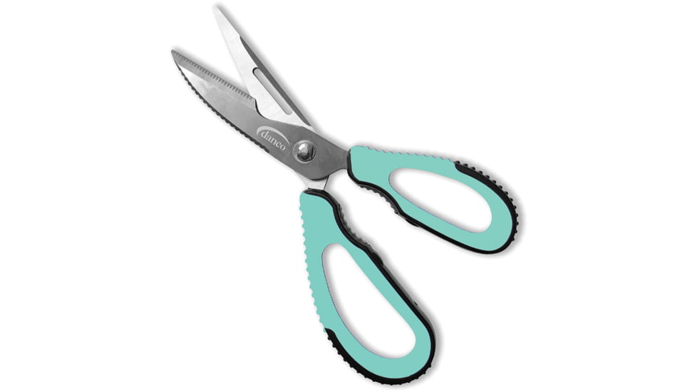Danco Seafoam Bait Shears, 9in Overall, 4.5in 304 Stainless Partially Serrated Blade, Seafoam Green Rubber Handle, BS9-SS-T-010