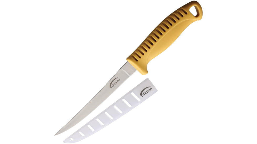 Danco 11in Fillet Knife, 11in Overall, 6in Satin Stainless Fillet Blade, Yellow Plastic Handle, ST-3201-6