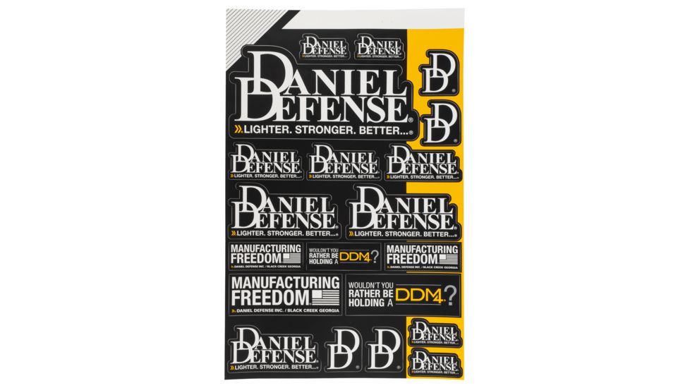 Daniel Defense Die Cut Sticker Sheet, Black/Yellow, 14-088-10563