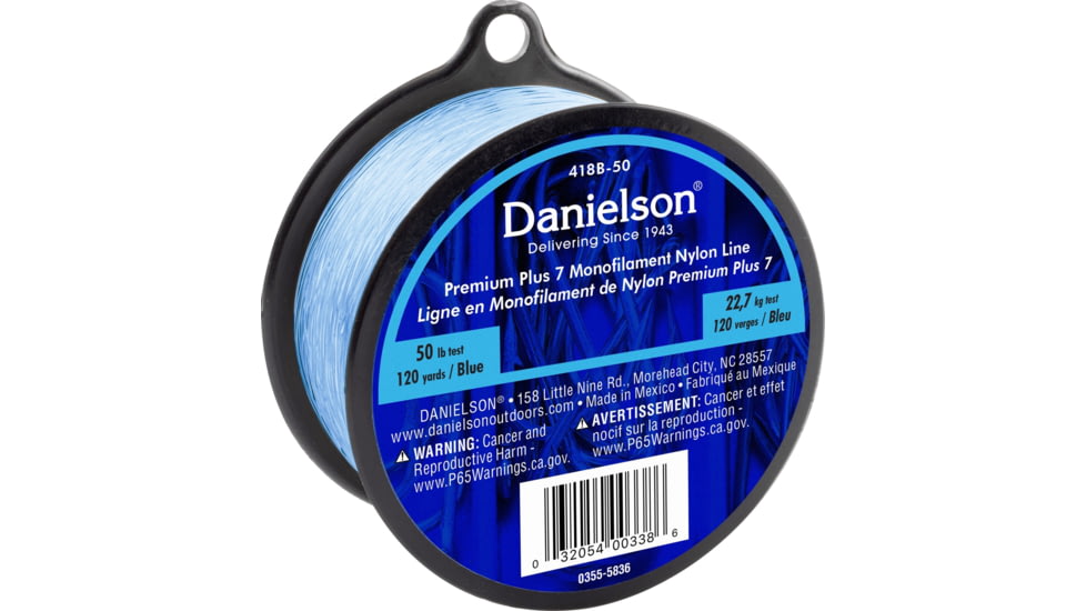 Danielson Plus 7 Mono Nylon Line 1/8# 50lb, Blue, 418B-50