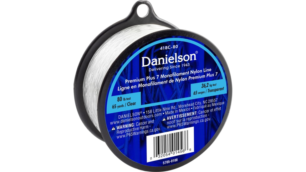 Danielson Plus 7 Mono Nylon Line 80 lb, Clear, 418C-80