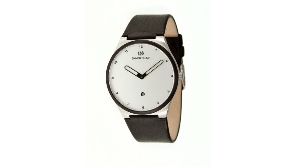 Danish Design Iq12q884 Anna Gotha Mens Watch - Black Leather Band, Pol SS Case, Black/White Face