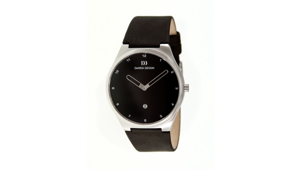 Danish Design Iq13q884 Anna Gotha Mens Watch - Black Leather Band, Pol SS Case, Black Face
