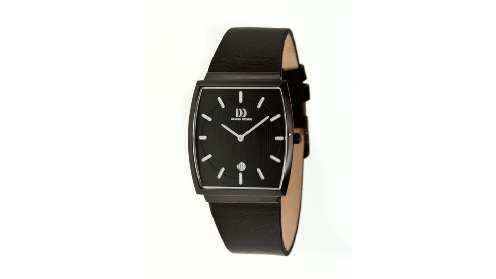 Danish Design Iq14q900 Stainless Steel Mens Watch - Black Leather Band, Black SS Case, Black Face