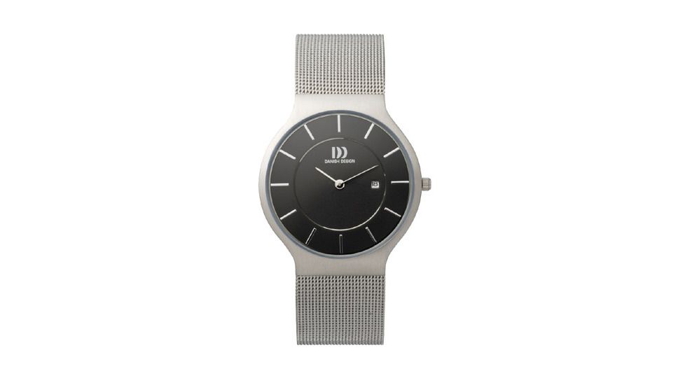 Danish Design Iq63q732 Stainless Steel Mens Watch - Silver Mesh Band, Satin SS Case, Black Face