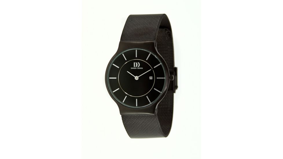 Danish Design Iq64q732 Stainless Steel Mens Watch - Black Mesh Band, Black SS Case, Black Face
