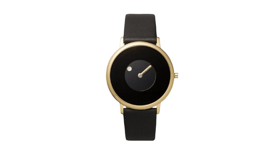 Danish Design Iv11q748 Stainless Steel Mens Watch - Black Leather Band, Pol Gold Case, Black Face