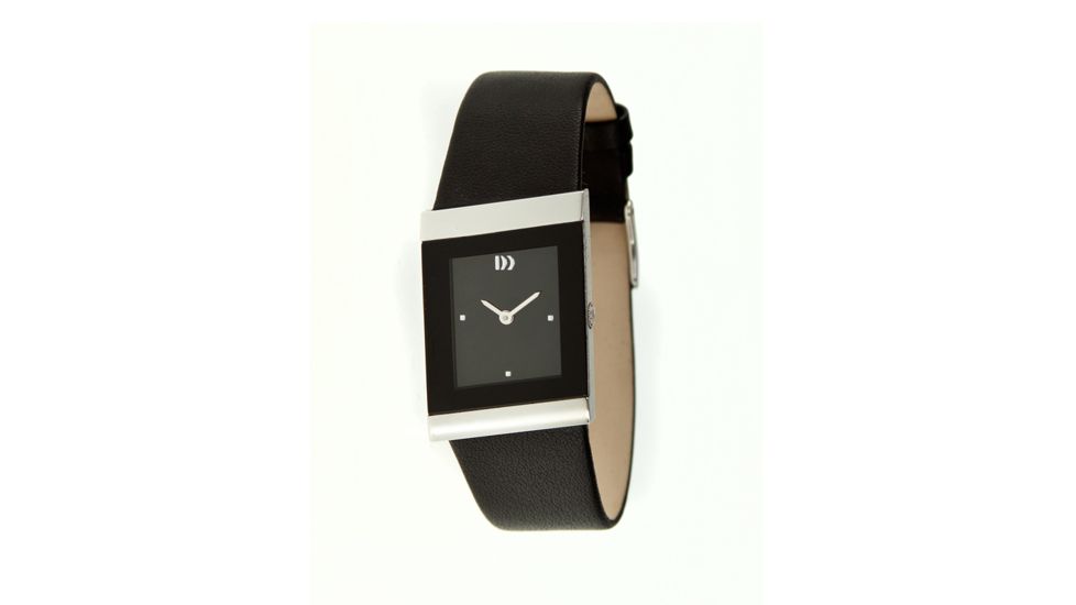Danish Design Iv13q897 Stainless Steel Mens Watch - Black Leather Band, Satin SS Case, Black Face