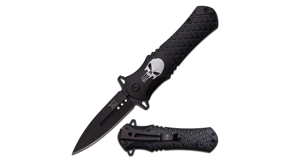 Dark Side Blades Folding Blade, 4in, Stainless Steel Blade, Black Aluminum Handle DS-A014BK