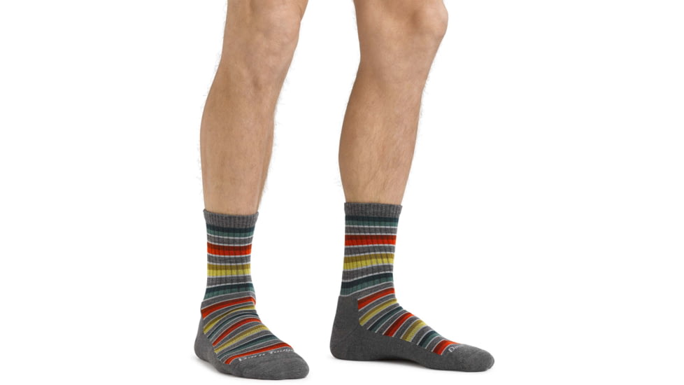 Darn Tough Decade Stripe Micro Crew Midweight Hiking Sock - Mens, Gray, Large, 1992-GRAY-L-DARN