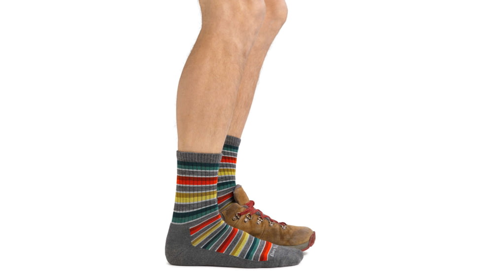 Darn Tough Decade Stripe Micro Crew Midweight Hiking Sock - Mens, Gray, Large, 1992-GRAY-L-DARN