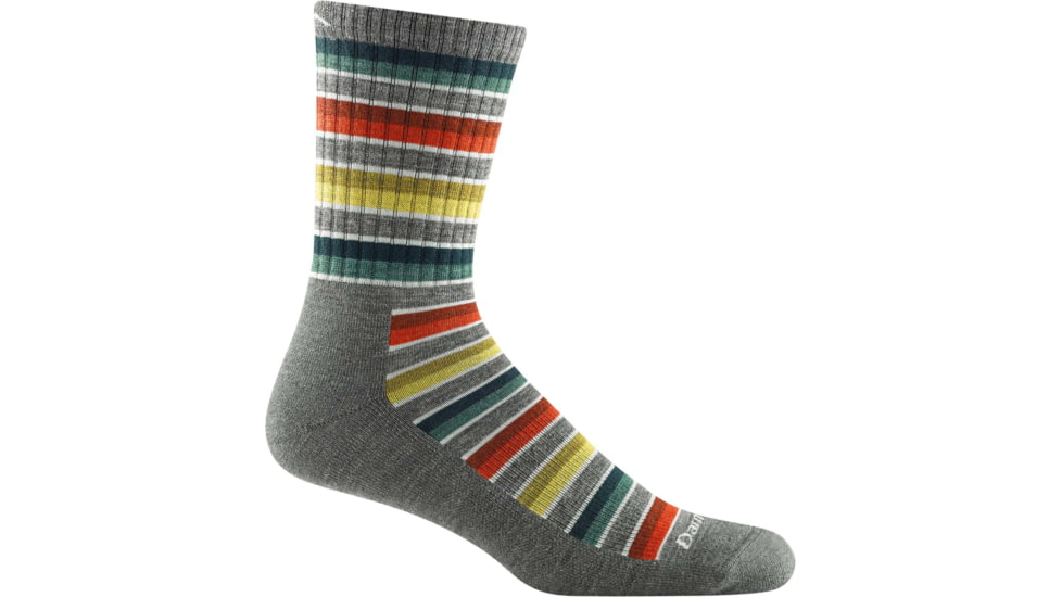 Darn Tough Decade Stripe Micro Crew Midweight Hiking Sock - Mens, Gray, Large, 1992-GRAY-L-DARN