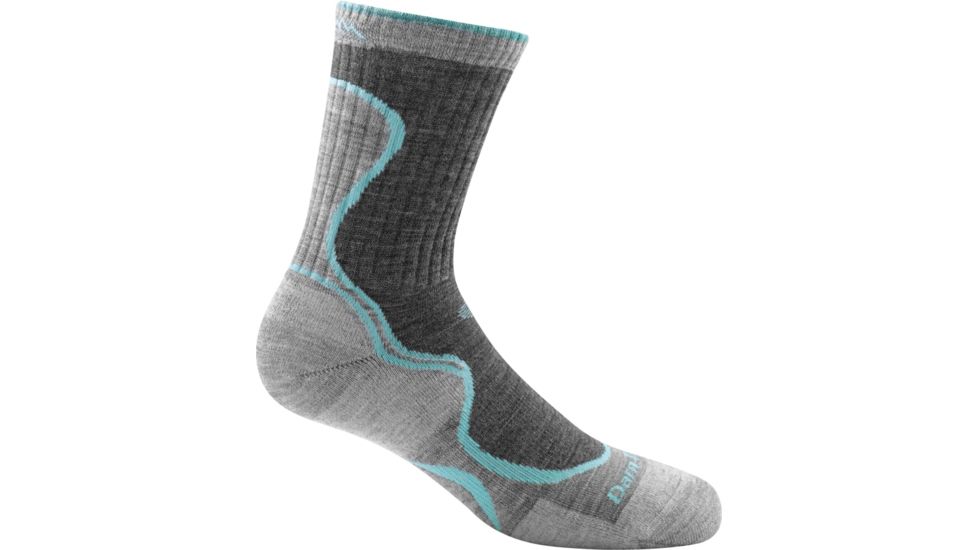 Darn Tough Junior Light Hiker Micro Crew Light Cushion Sock - Girls, Slate/Seafoam, Small, 3002_SLATE/SEAFOAM_S_DARN