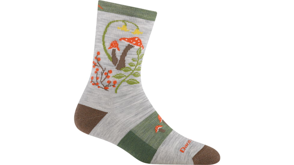 Darn Tough Mellow Mushrooms Micro Crew Lightweight with Cushion Socks - Womens, Ash, Small, 5026-C-3001-03