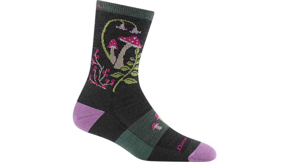 Darn Tough Mellow Mushrooms Micro Crew Lightweight with Cushion Socks - Womens, Charcoal, Large, 5026-C-3013-05