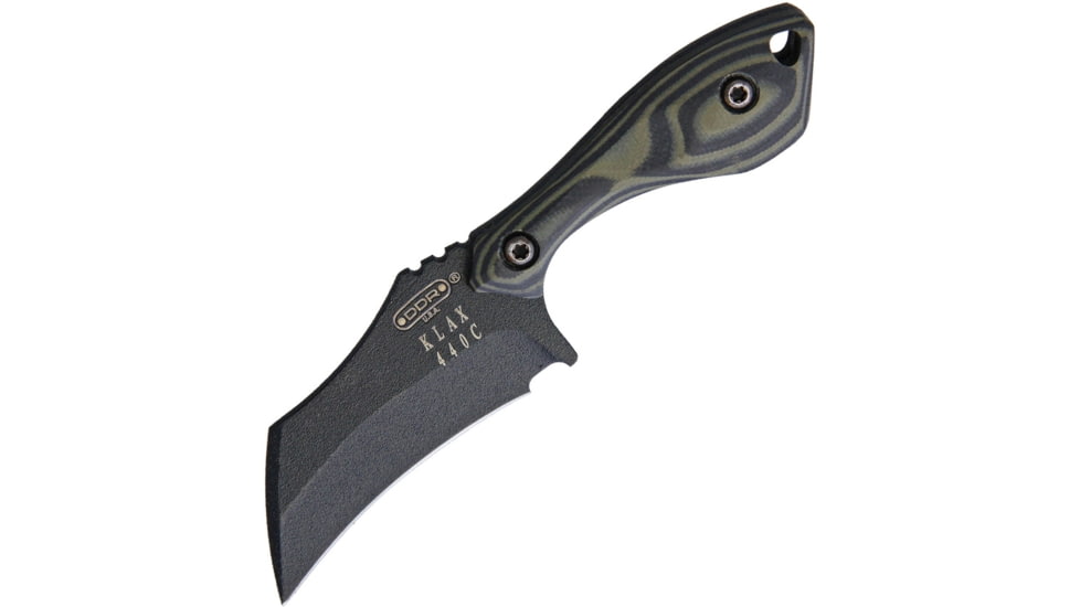 Darrel Ralph DDR Klax Fixed Blade Hawk Knife, 5.25in Overall, 2.63in Black Powder Coated 440C SS Hawkbill Blade, G10, DDR KLAX HAWKBILL