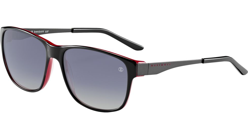 Davidoff 97206 Single Vision Prescription Sunglasses, Black Red Frame, Polarized, 97206-4139SV