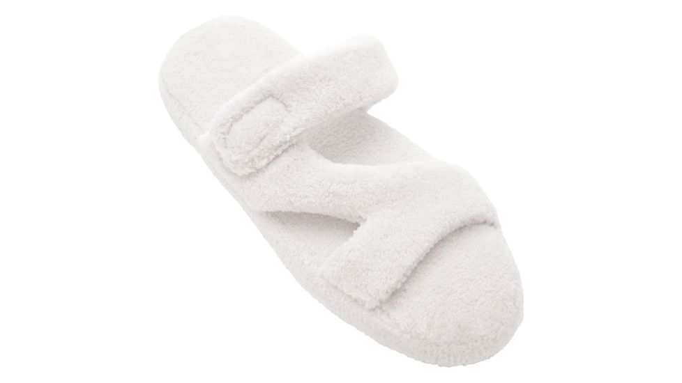 Womens Fluffy Z Slippers, White, 9-10