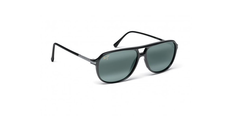 Maui Jim Dawn Patrol Sunglasses w/ Gloss Black Frame and Neutral Grey Lenses - 223-02, Quarter View