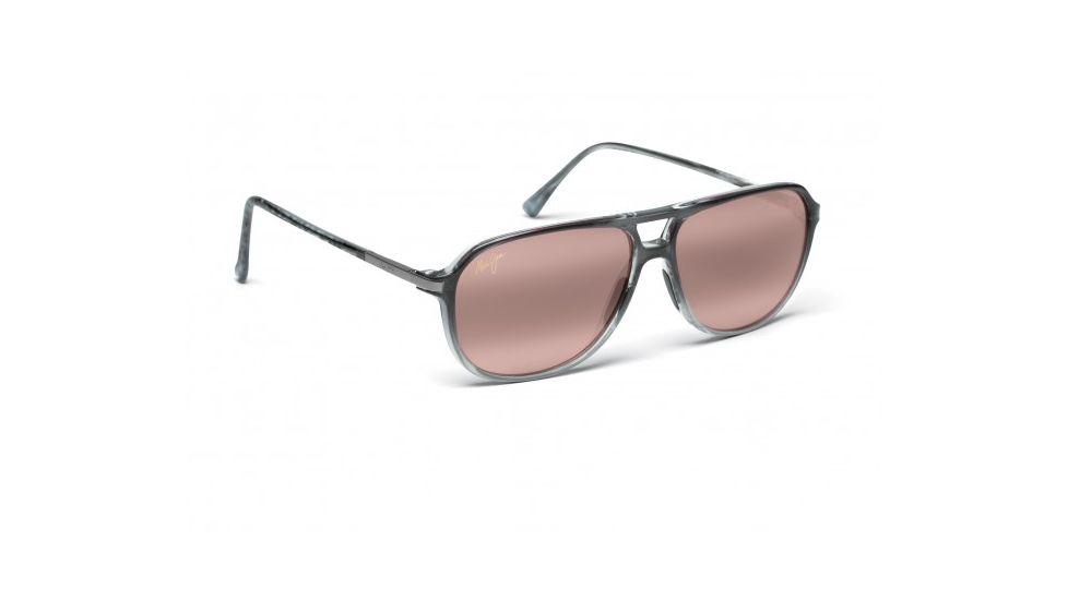 Maui Jim Dawn Patrol Sunglasses w/ Grey Fade Frame and Maui Rose Lenses - R223-11, Quarter View