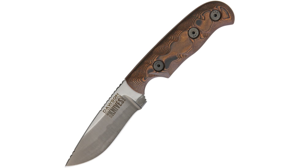 Dawson Knives Deep Notch Orange Fixed Blade Knife, 7.5in Overall, 3.38in Hamon Finish Cpm-3V Carbon Steel Blade, Black/Orange Sculpted G10, DW64438