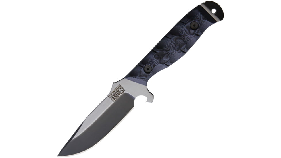 Dawson Knives Pathfinder Specter Black Knife, 4.5 Specter finish CPM-3V carbon steel blade, Black and gray sculpted G10 handle, DW12737