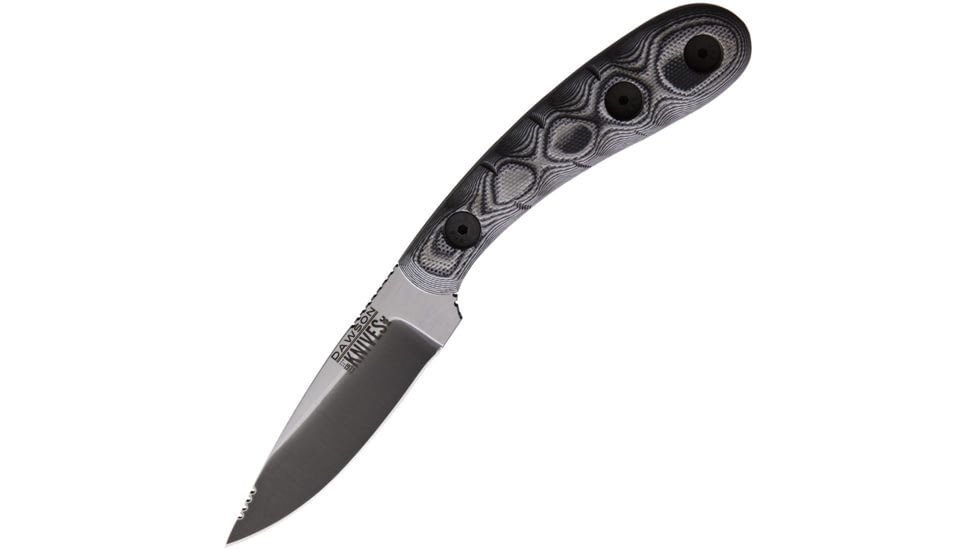 Dawson Knives Serengeti 3V Specter Knife, 3.25 Specter finish CPM-3V carbon steel blade, Black and white sculpted G10 handle, DW1119