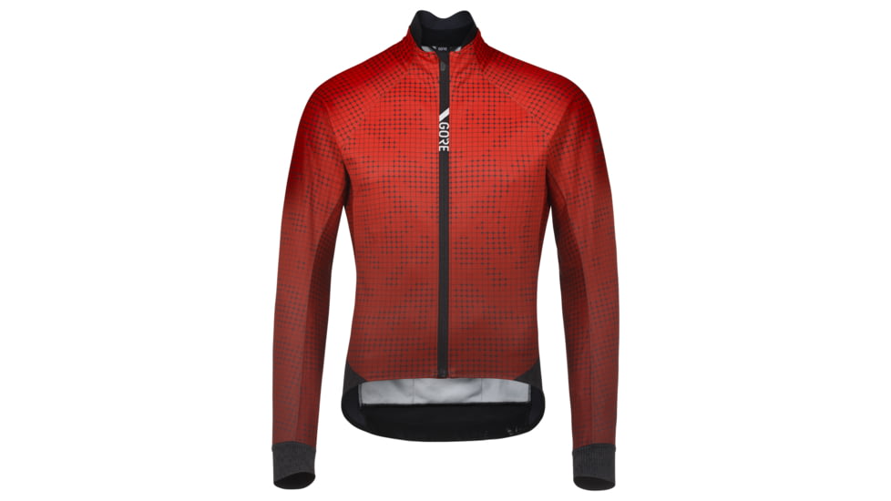 GOREWEAR C5 GORE-TEX INFINIUMTM Thermo Grid Fade Camo Cycling Jacket Mens in Fireball/Black Small Slim fit Windproof 4DFA3C4F, 100919-AY99-M