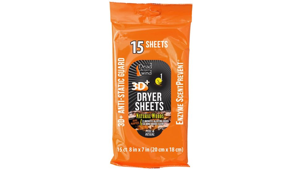 Dead Down Wind Dryer Sheets Natural Woods, Orange, Pack of 15, 11913