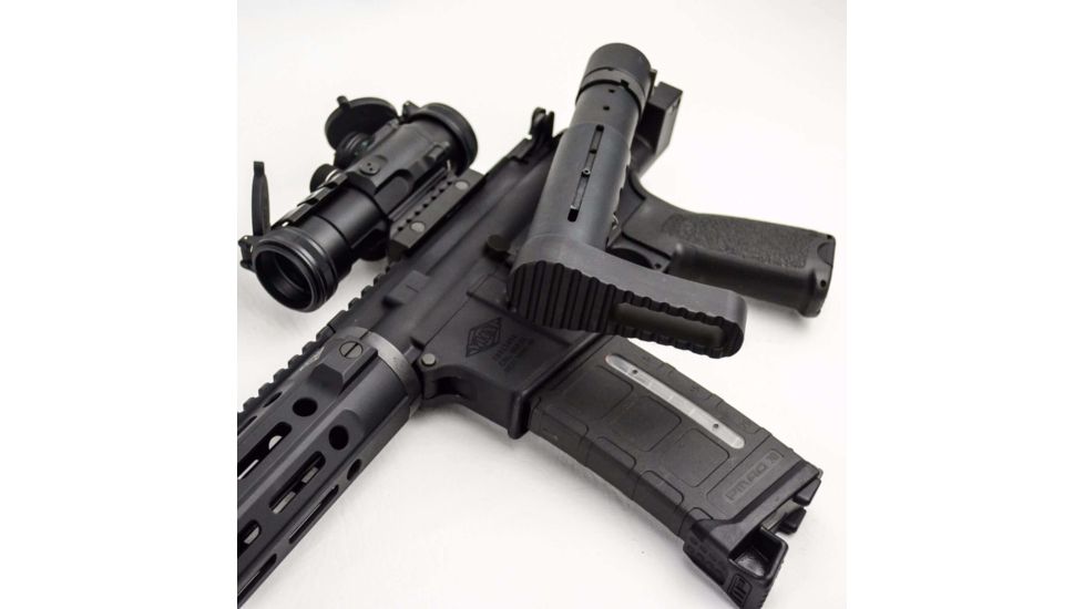 Dead Foot Arms Modified Cycle System, .223/.223 Wylde/5.56/.300 BLK, DLC Bolt Carrier Group BCG, Left Side Folding Stock Adapter, Black Anodized DFA-MCS-LFSRC-DLC