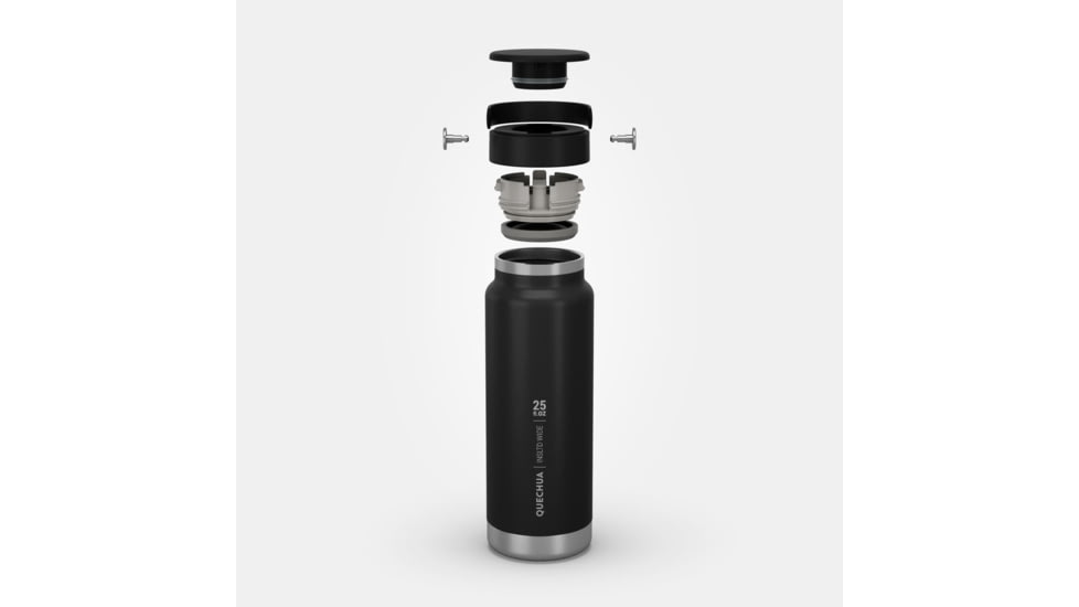Decathlon Quechua Double Wall Insulated Wide Mouth Stainless Steel Water Bottle, Black, 25oz, 4266687